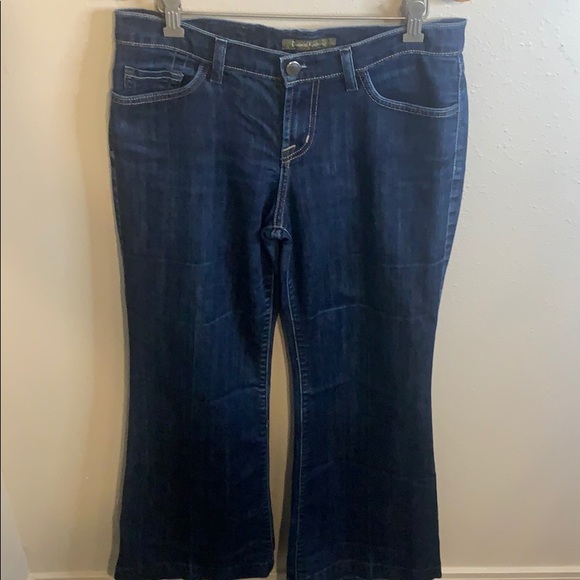 David kahn Denim Flare Jeans Sz 27 Wide Leg Flare Dark Wash Mid Rise - Picture 5 of 11